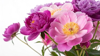 Fototapeta premium Panoramic Purple Pink Peony Bloom Closeup, Soft Focus, Vibrant Flower Photography