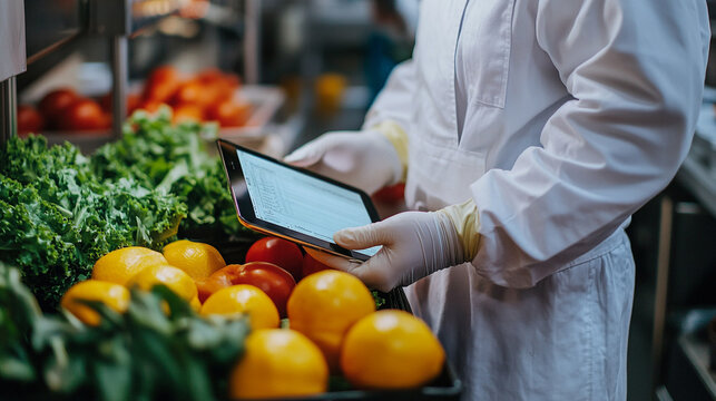 Fresh produce inventory management tablet technology farmer food kale data fruits market modern