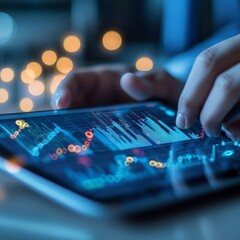Business Professional Analyzing Data Trends on a Tablet