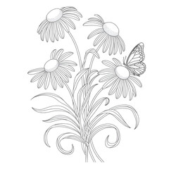 vector illustration of a flower coloring page 