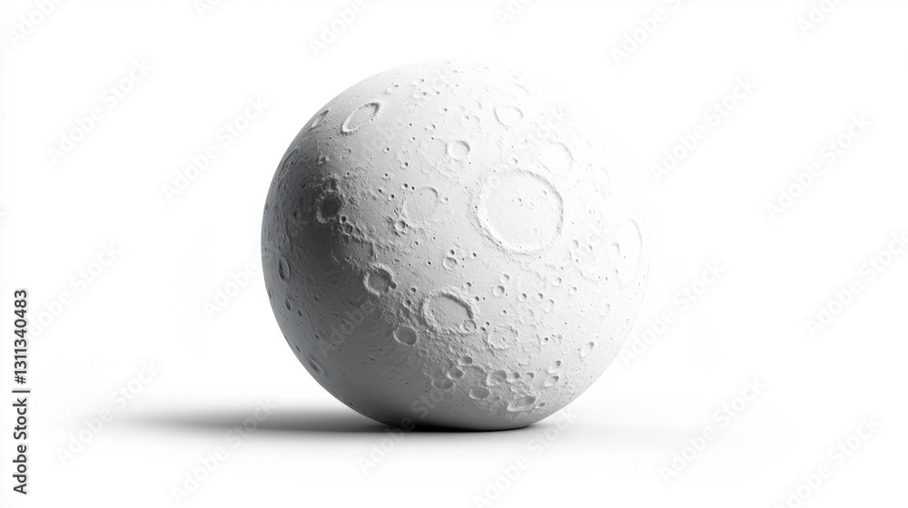 Wall mural realistic moon surface map with visible craters isolated on white background. generative ai