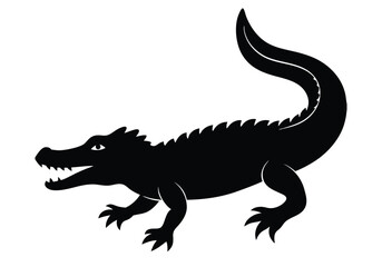 a silhouette crocodile in white background