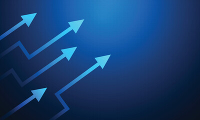 Abstract light up arrow up technology business growth on dark blue futuristic background