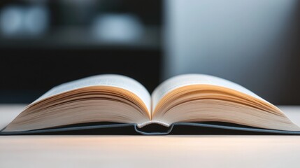 Open book rests on table, showcasing crisp pages and inviting cu