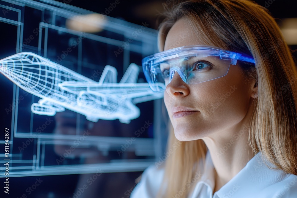 Poster engineer observing simulation in virtual environment.