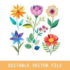 Watercolor of colorful spring flower