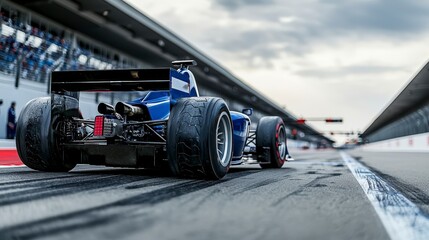 Race car tires on track grand prix action shot urban environment rear view speed and precision