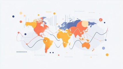 Obraz premium Global data visualization abstract world map