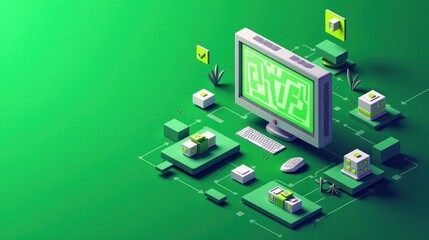 A stock illustration representing media transparency in green and silver, incorporating bold typography and metaphors of TV screens and fact-check icons