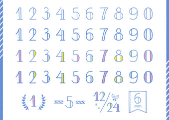 手描きの数字イラストセット（レトロ・ポップ）