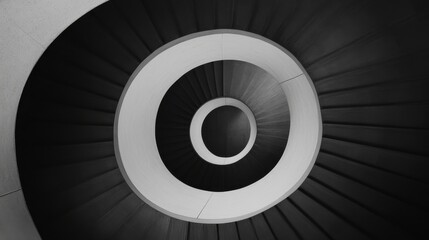 A top-down view of spiraling loops in a hypnotic black-and-white design