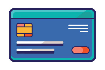 A customizable credit card design featuring a simple blue layout and options for personal details, Plain credit card Customizable Flat Illustration