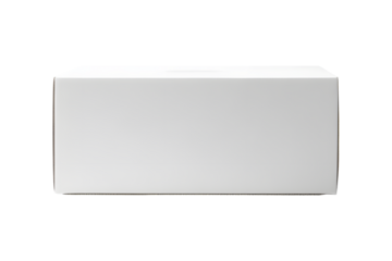 Cardboard white close parcel box. For delivery packing items to be sent to their destinations. Concept shipping, and logistics services. Isolated on cut out PNG or transparent background.