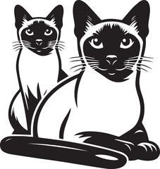Siamese cat vector in black and white