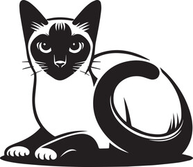 Siamese cat vector in black and white