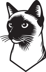 Siamese cat vector in black and white