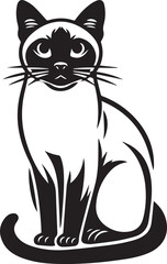 Siamese cat vector in black and white