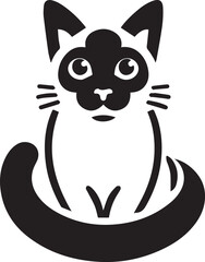 Siamese cat vector in black and white