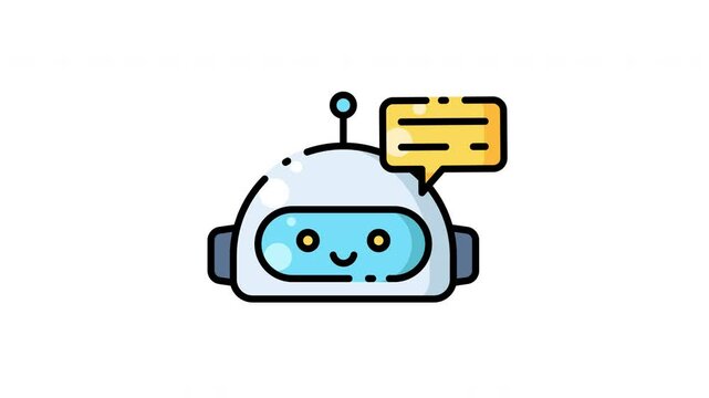 Robot with a speech bubble icon animation