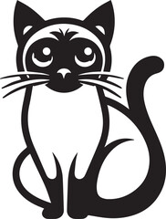 Siamese cat vector in black and white