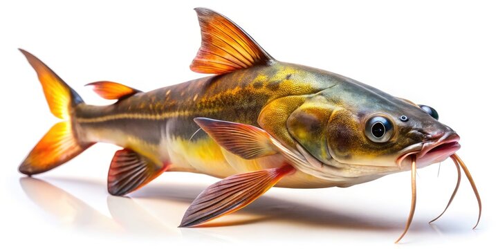 Walking Catfish Clarias Batrachus Low Light Photography Stock Image - Isolated White Background