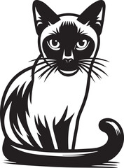Siamese cat vector in black and white