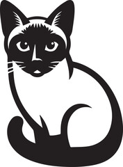 Siamese cat vector in black and white