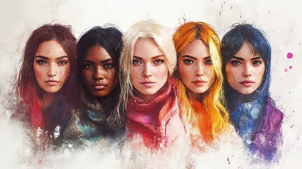 Five women, each showcasing different cultural influences
