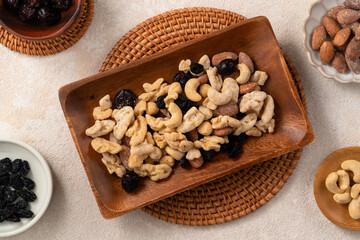 Flavored mixed nuts in bowls.