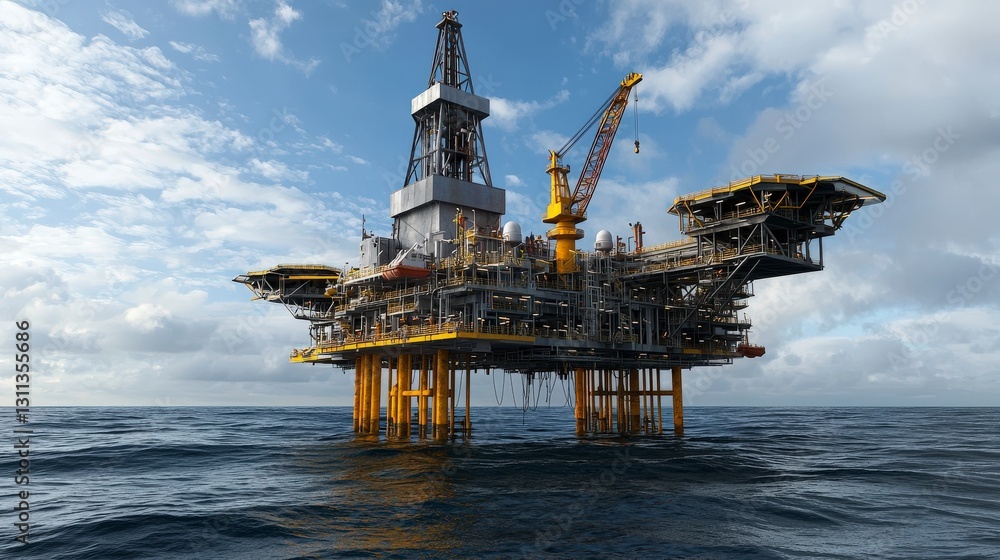 Aufkleber offshore oil platform operations open ocean industrial structure marine environment aerial view ener