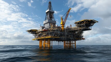 Offshore oil platform operations open ocean industrial structure marine environment aerial view energy production