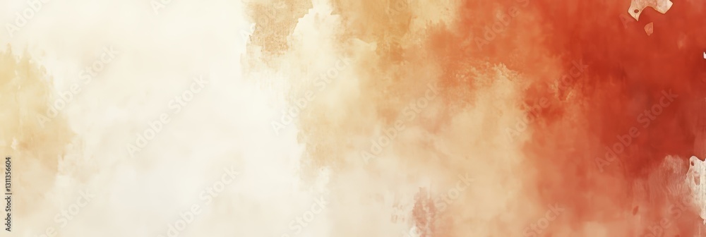 Aufkleber ivory and terracotta abstract watercolor background texture with soft gradient and copy space