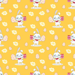 Easter Day Fabric PatternSeamless  on purple  tone