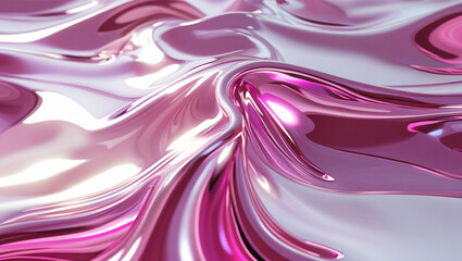 Obraz premium Holographic Flow: Glossy Magenta Waves in Motion