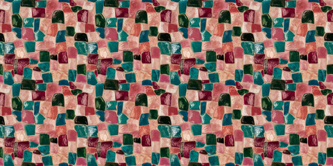 Fototapeta premium vivid cyan and hot pink random pattern mosaic tiles