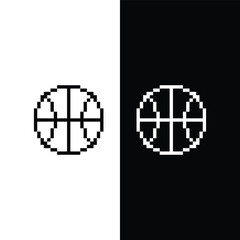 pixel   basketball and ball pixel art icon element for 8 bit game 
