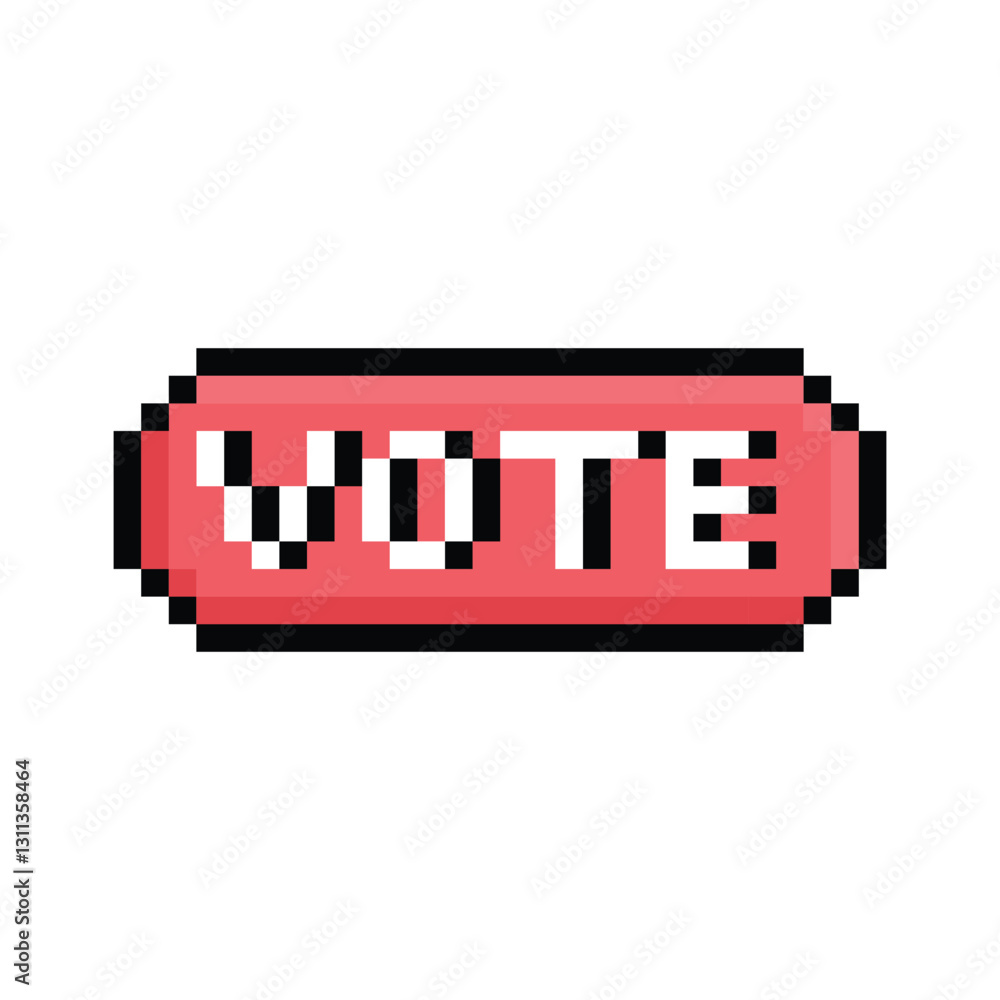 Poster vote icon 8 bit, pixel art check vote button 8 bit icon for game logo.
