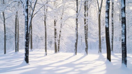 Fototapeta premium winter wonderland snow covered forest scene