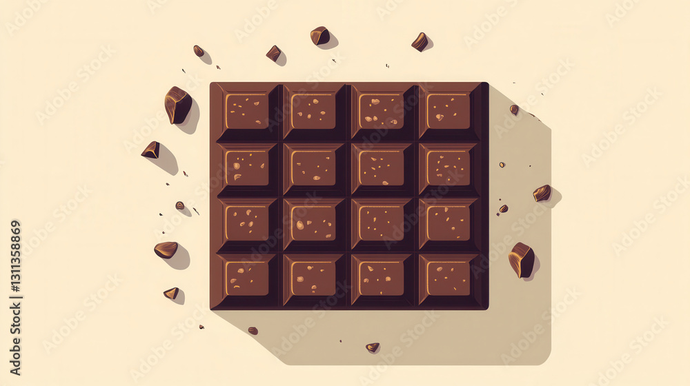 Poster flat chocolate bar logo design featuring a clean and simple style with rich brown tones set against 