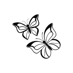 Flying butterflies silhouette vector art illustration