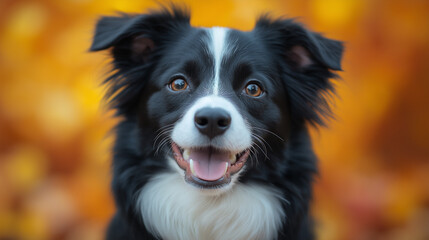 Fototapeta premium Closeup of dog background. portrait of a Joyful dog in Autumn Bliss.