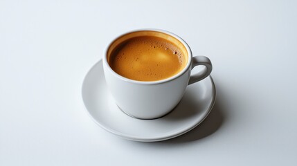 Fototapeta premium Classic cup of coffee isolated on a white background perfect for coffee lovers and those seeking daily comfort and enjoyment