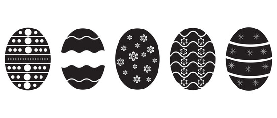 Set of easter eggs icon collection. Easter day festival on different eggs design color icons. Vector illustration.