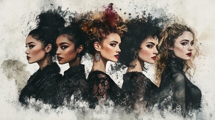 Five women, each with distinct hairstyles and unique features