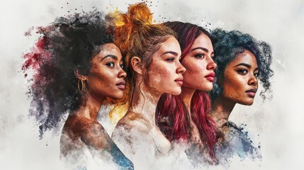 Five women, each with distinct hairstyles and cultural backgrounds