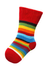 Isolated Rainbow Striped Knitted Sock