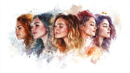 Five women, each with distinct hairstyles