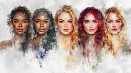Five women, each with distinct looks and cultural features
