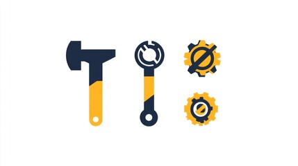 Tools and Gears, Repair Concept, Simple Icons