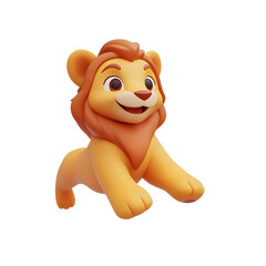 Cartoon Lion Character Crawling on All Fours